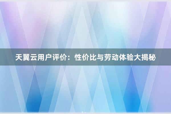 天翼云用户评价：性价比与劳动体验大揭秘